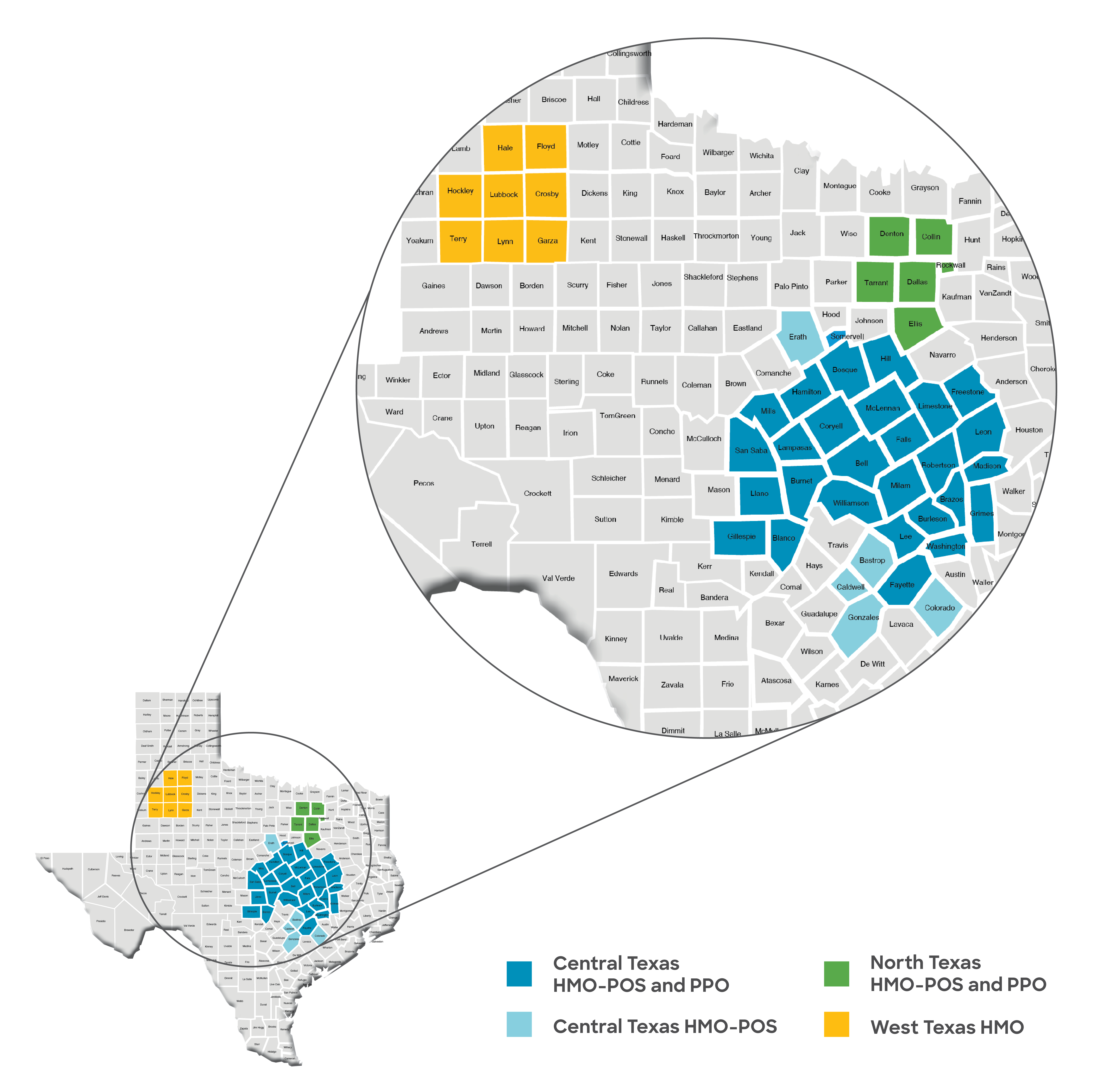 BSW SeniorCare Medicare Advantage Plans service map